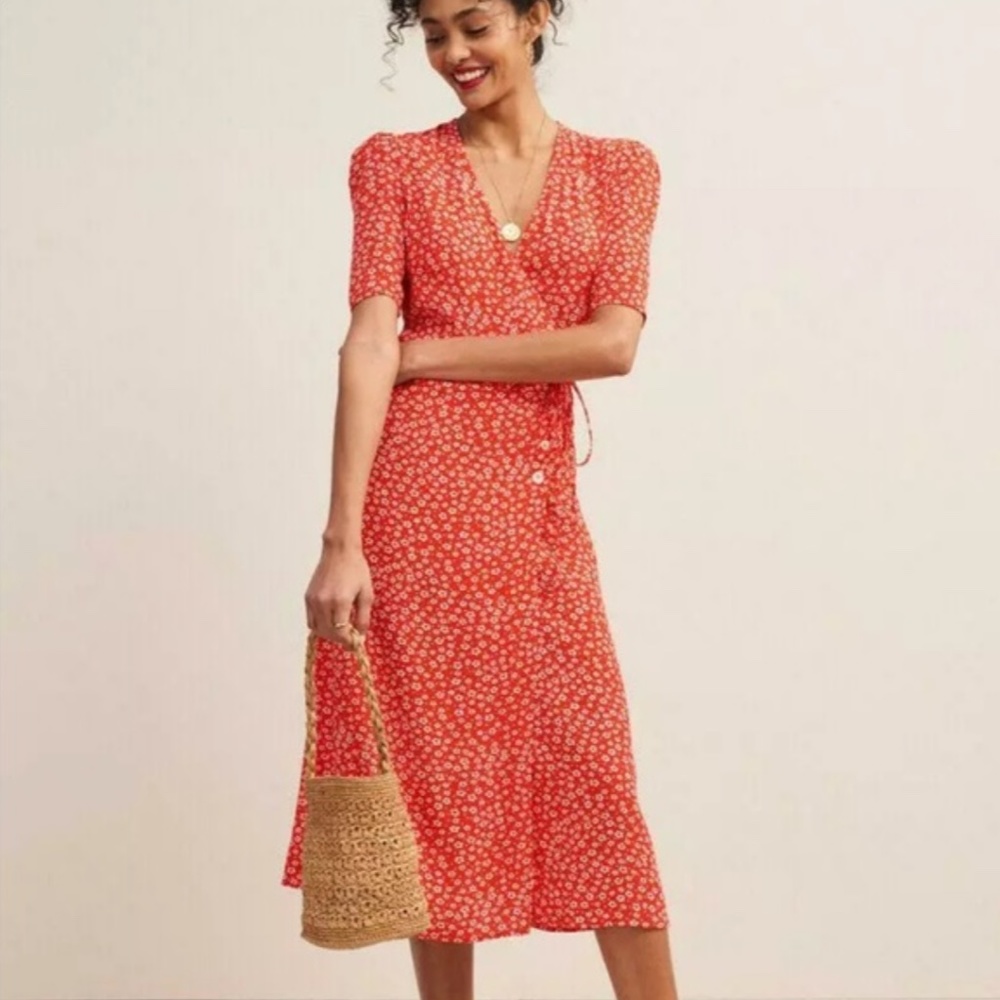 Rouje Gabin Red Floral Midi Dress - Picture 5 of 16